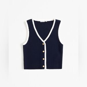 NWT Abercrombie & Fitch Navy Mara Button-Up Sweater Vest Size Large